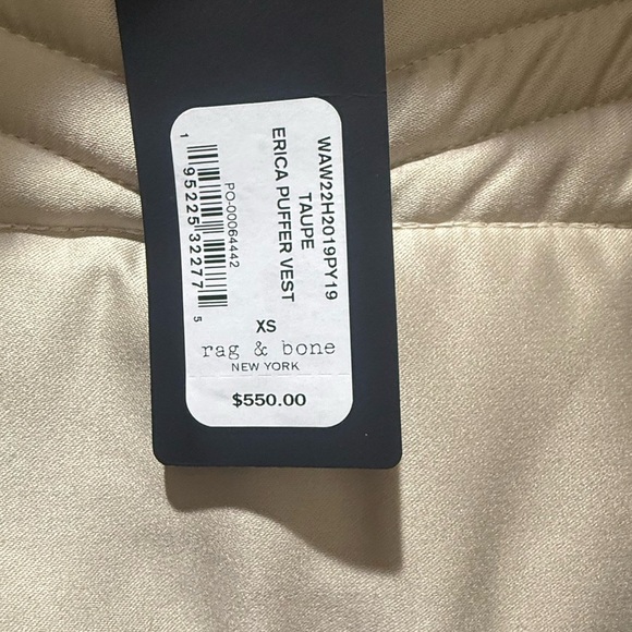 Rag & Bone Beige Puffer Vest size XS new with tags - Picture 5 of 7